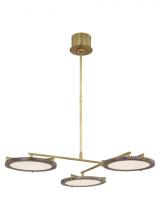  CDCH17227WONB - The Shuffle Medium 3-Light Damp Rated Integrated Dimmable LED Ceiling Chandelier in Natural Brass