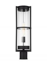  8226701EN7-12 - Alcona transitional 1-light LED outdoor exterior post lantern in black finish with clear fluted glas