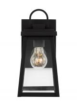  8548401-12 - Founders modern 1-light outdoor exterior small wall lantern sconce in black finish with clear glass