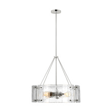  AP1234PN - Calvert transitional 4-light indoor dimmable medium ceiling chandelier in polished nickel silver fin