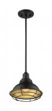  60/7013 - Newbridge - 1 Light Pendant with- Dark Bronze and Gold Finish