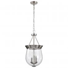  60/7802 - Boliver 3 Light Pendant; 11 Inches; Brushed Nickel Finish; Clear Seeded Glass