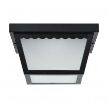  62/1572 - 12 Watt; 9 inch; LED Carport Flush Mount Fixture; 3000K; Dimmable; Black Finish with Frosted Glass