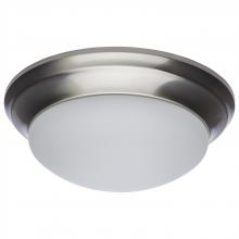  62/688 - 25W; Flush Mount Twist & Lock Fixture; LED; 14 in.; Brushed Nickel Finish; Frosted Glass