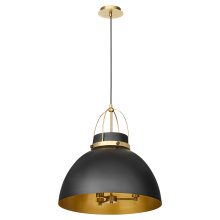 Quorum 823-3-5980 - PRUITT 21â€ 3 LIGHT PENDANT â€“ MATTE BLACK/AGED BRASS