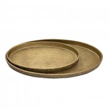  H0807-10655/S2 - Oval Pebble Tray - Set of 2 Brass